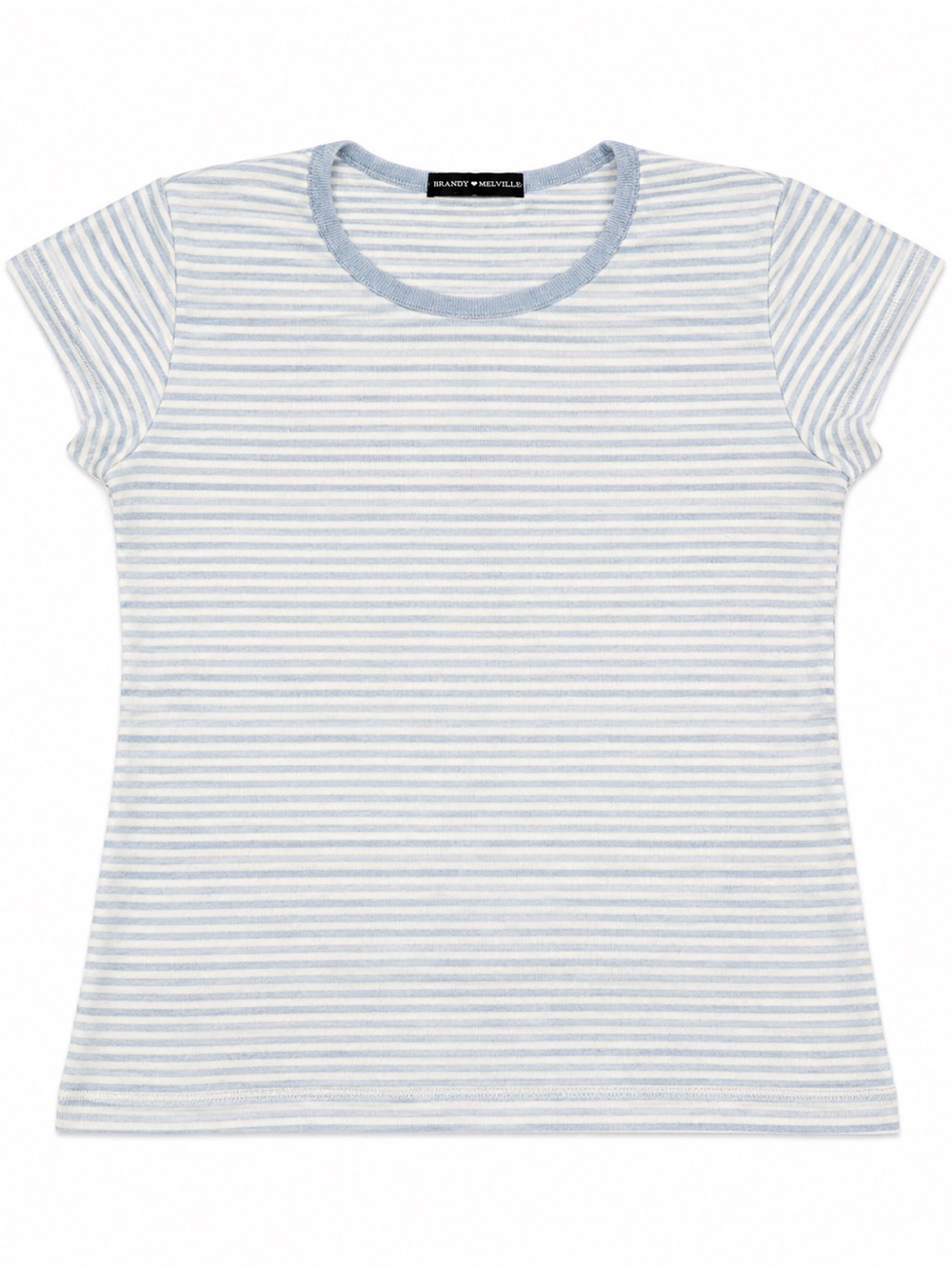 Brandy Melville Blue & White Striped Ribbed Baby Tee